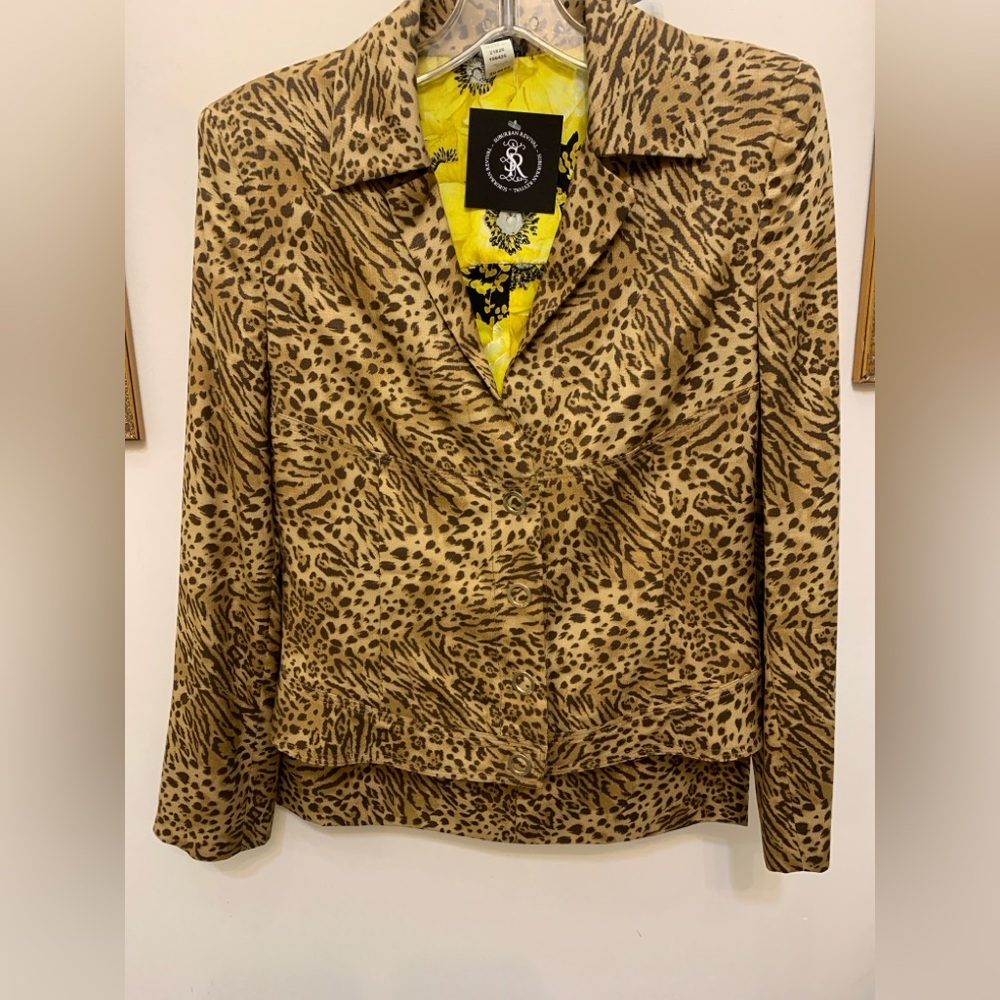 Versace Cheetah Print Women's Jacket & Skirt